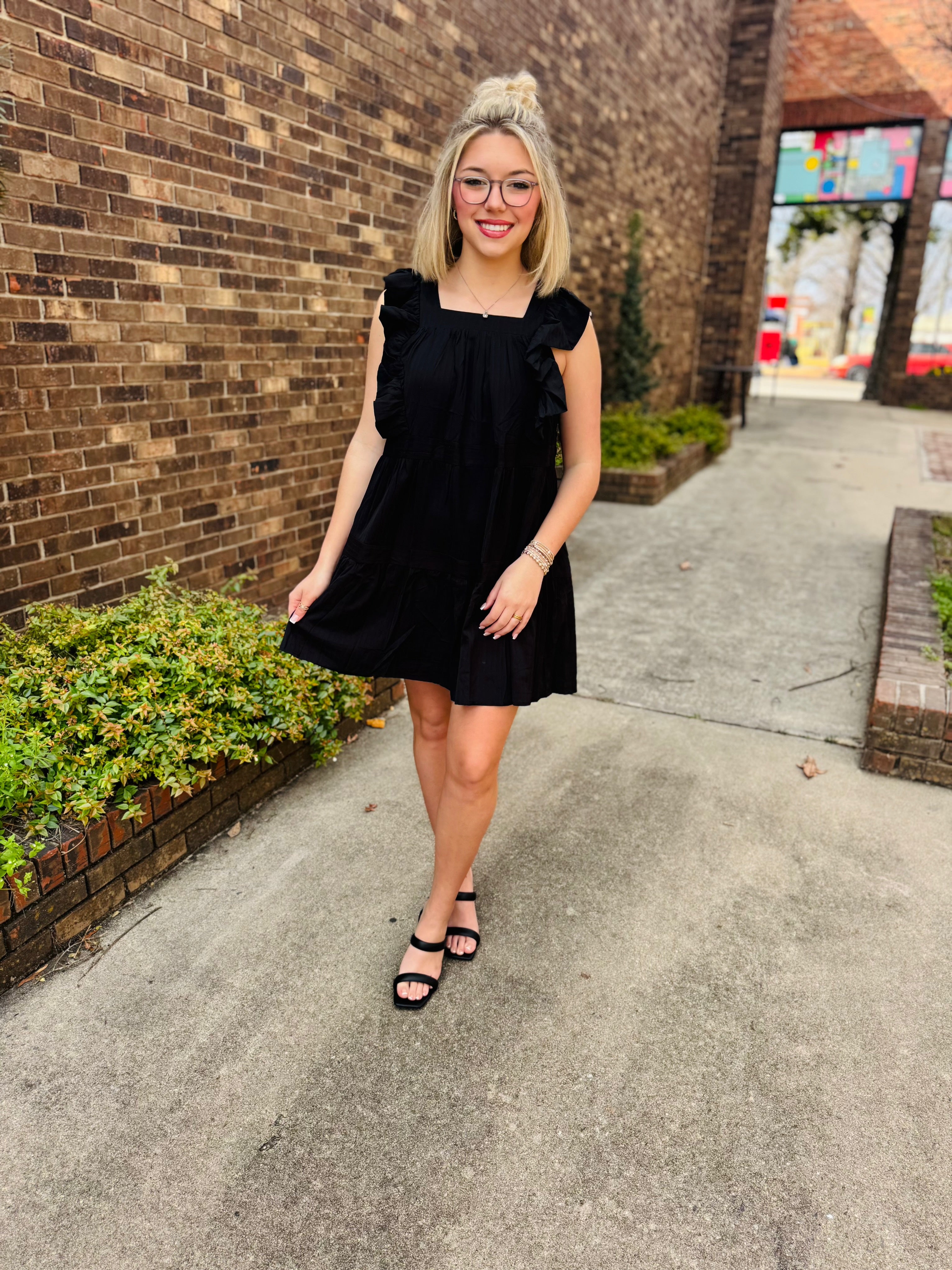 Black Ruffle Accent Dress