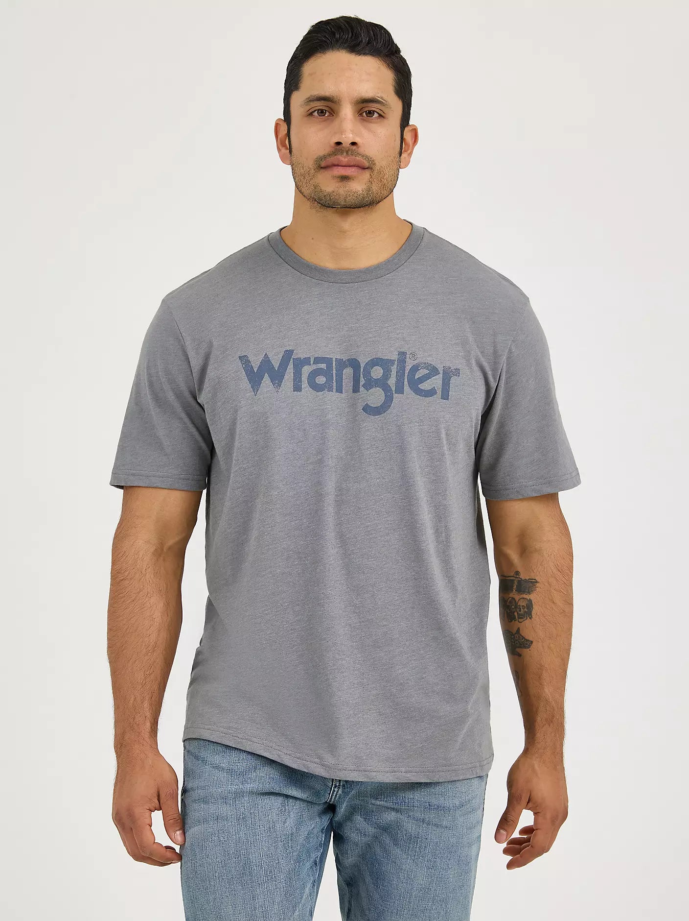 Mens Wrangler Kabel Logo T-Shirt - Pewter