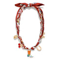 Abstract faces & flower scarf with charms