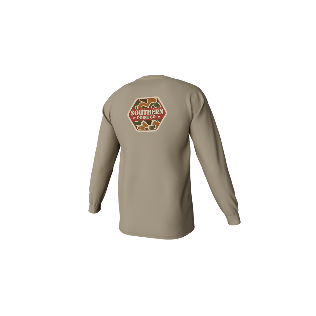 Camo Logo LS Pocket Tee Sandstone