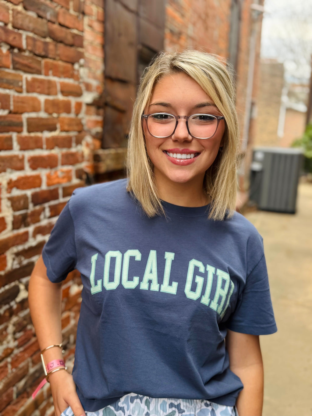 LG Graphic Cropped Tee Arch Jade China Blue