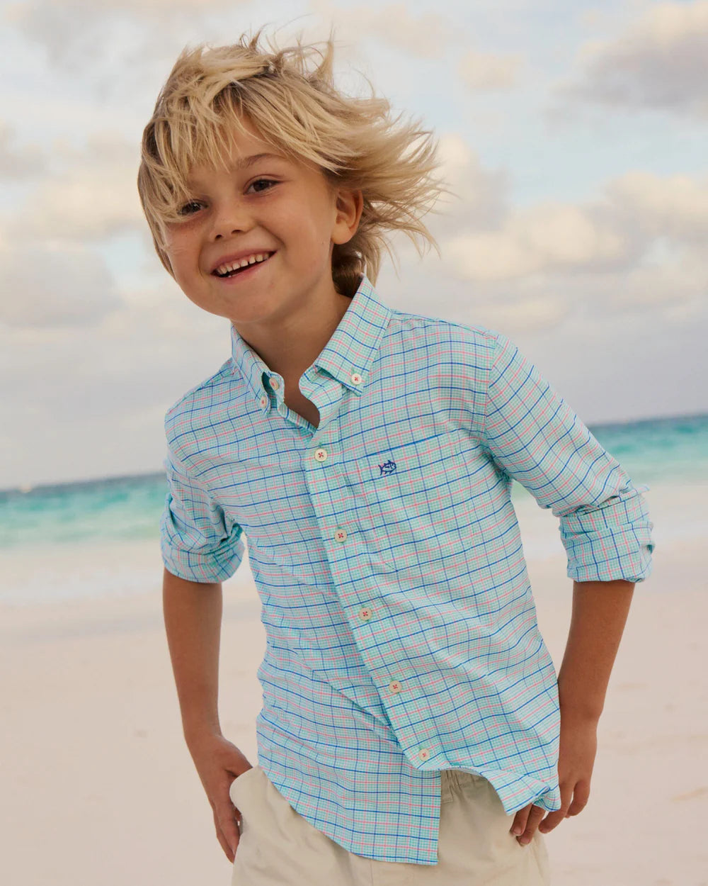 Youth LS Coastal Breeze Edisto Island Plaid Sportshirt