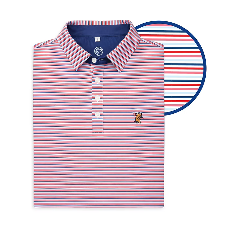Caddie Independence Polo Red/White/Blue