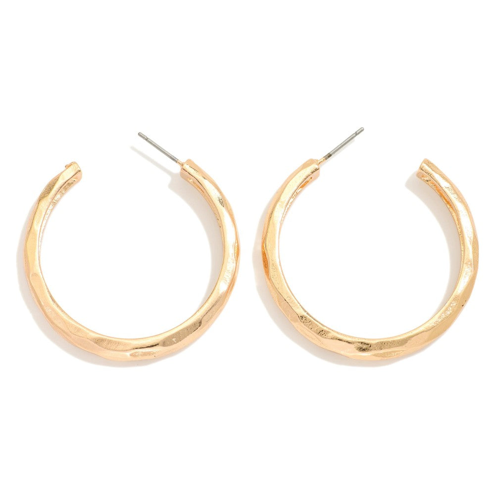 Hammered Metal Hoop Earring