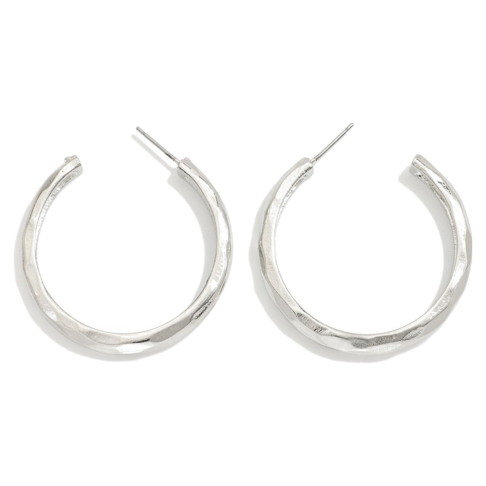 Hammered Metal Hoop Earring