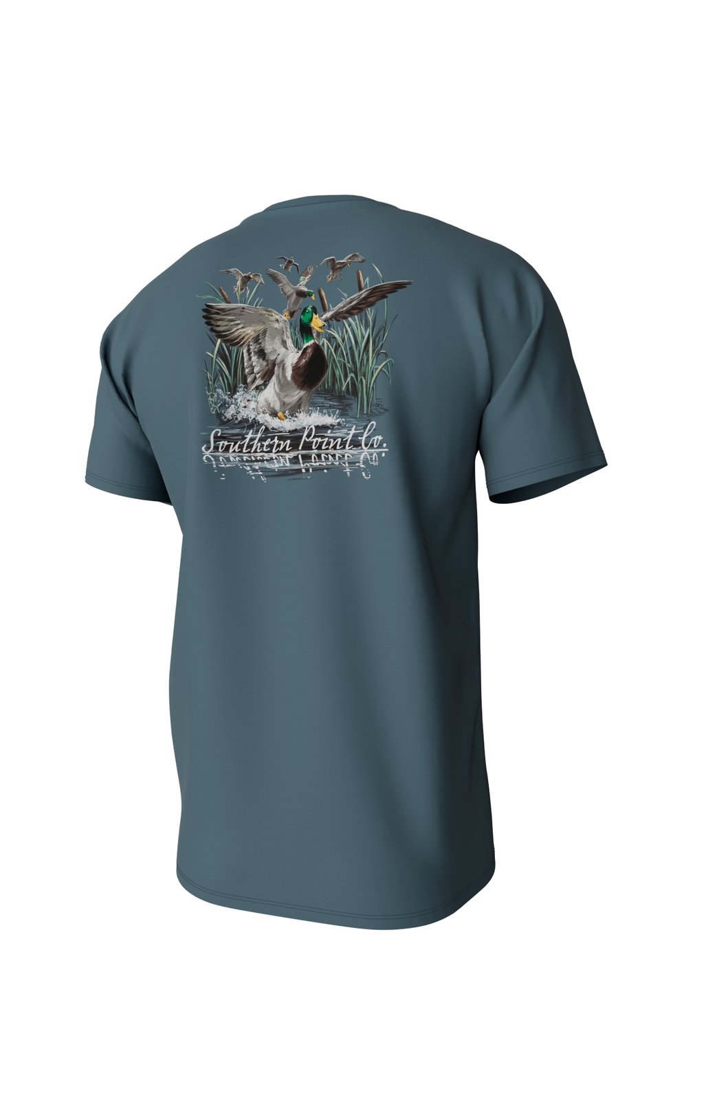 Cupped ducks ss pocket tee mallard blue