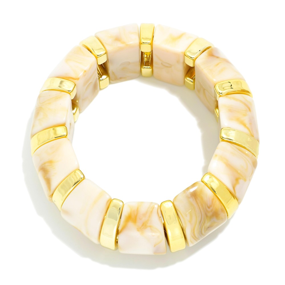 Marbled Acetate & Metal Tone Bracelet