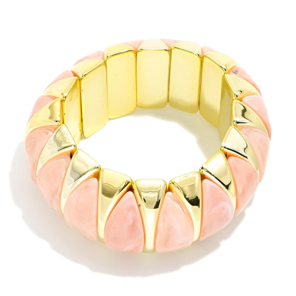 Marbled  Acetate & Metal Tone Bracelet-2