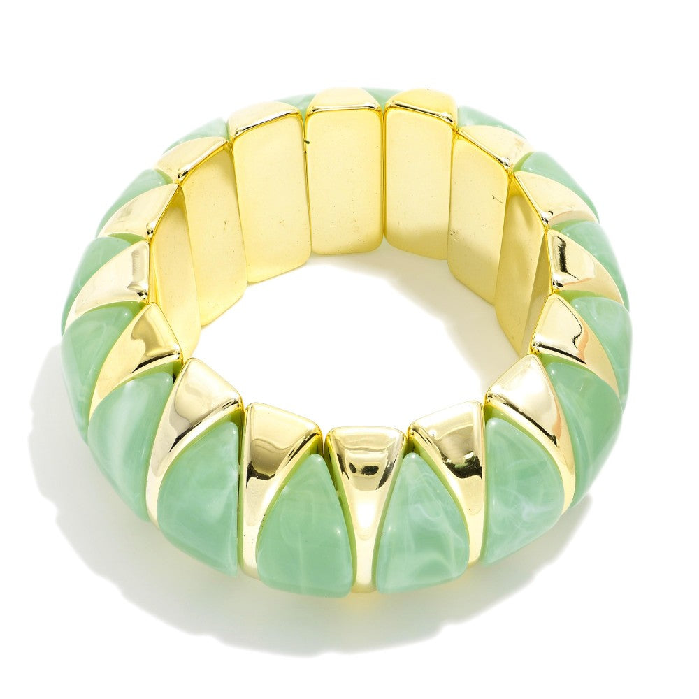 Marbled  Acetate & Metal Tone Bracelet-2