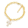 Magnetic chain link bracelet w/wider cross