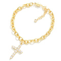Magnetic chain link bracelet w/ cross