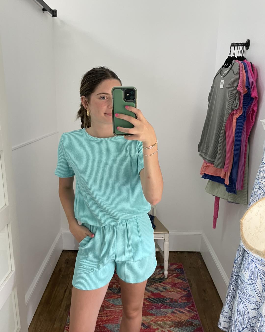 Wave Rib Romper With Elastic Waist
