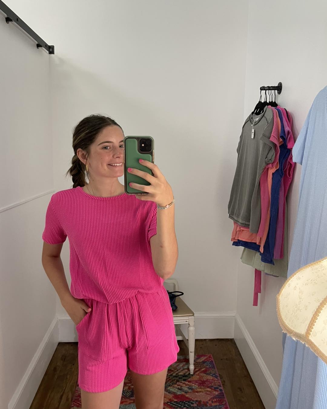 Wave Rib Romper With Elastic Waist