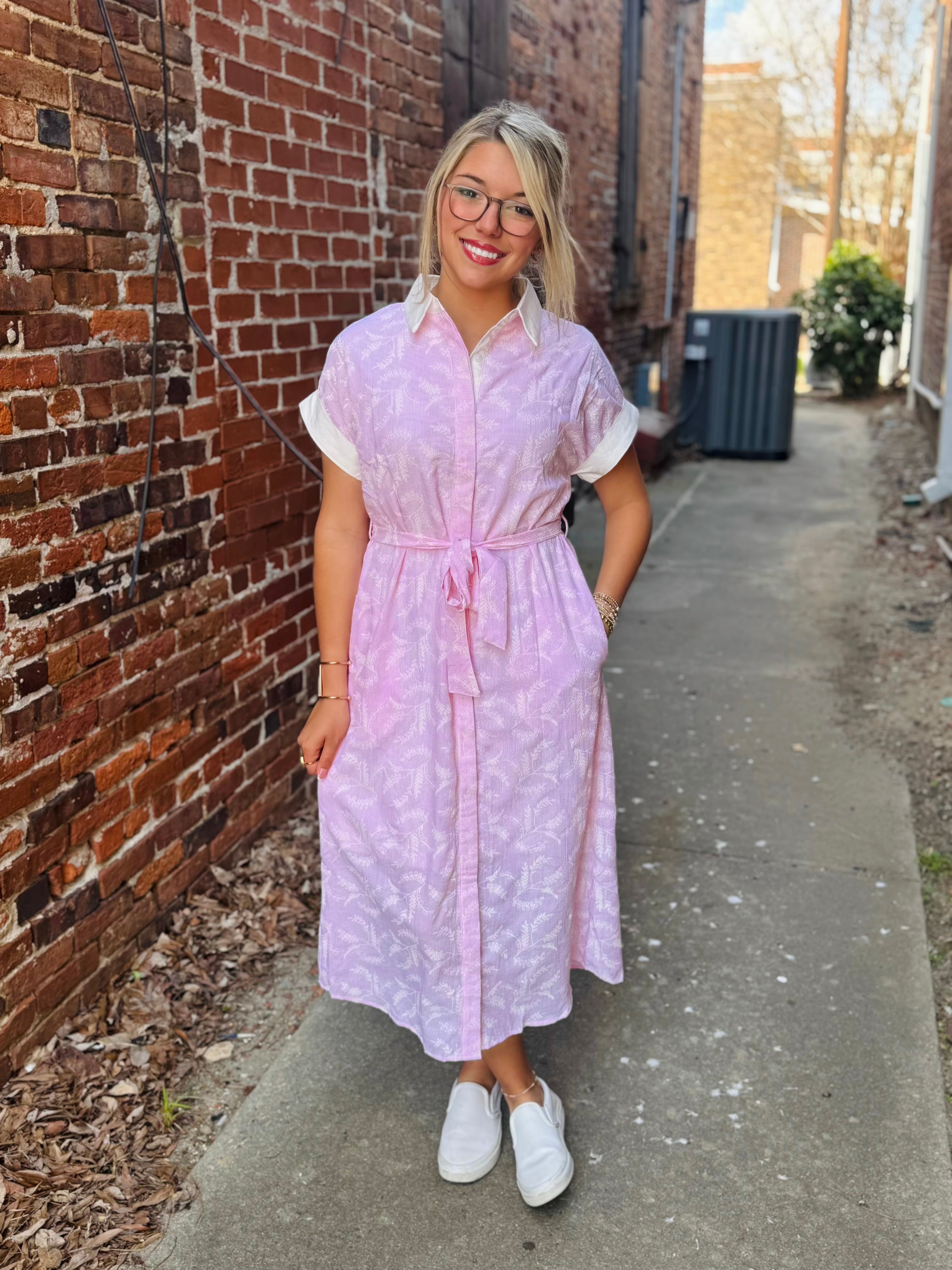 Pink Tie Maxi Dress