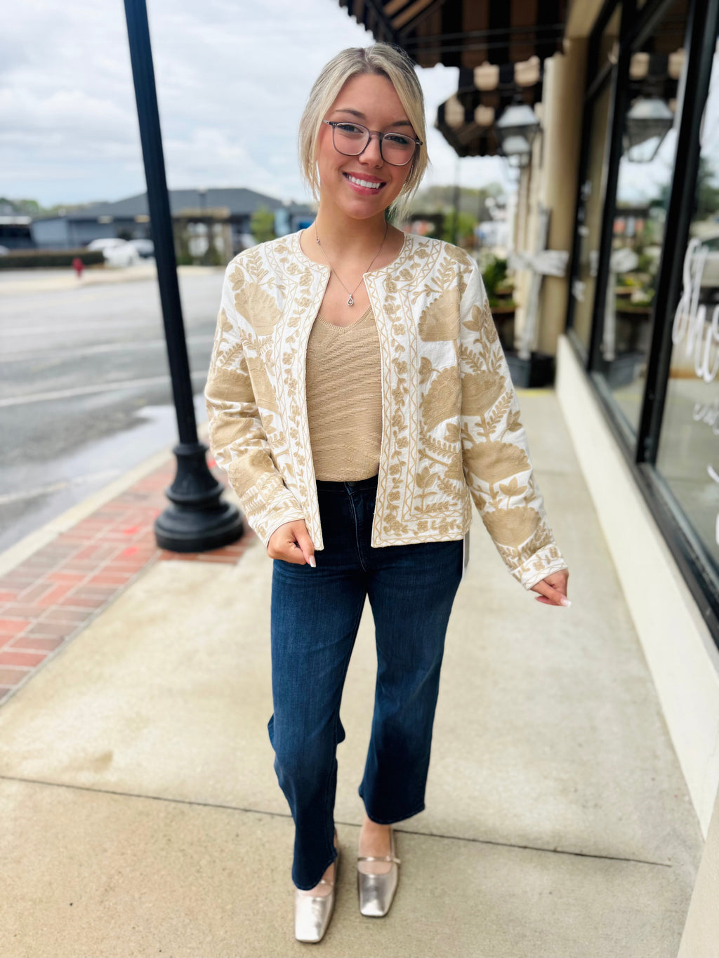 White/Beige Embroidered Jacket