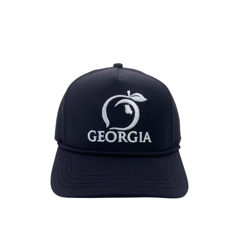 Original GA Peach 5 Panel Perf. Hat - Black