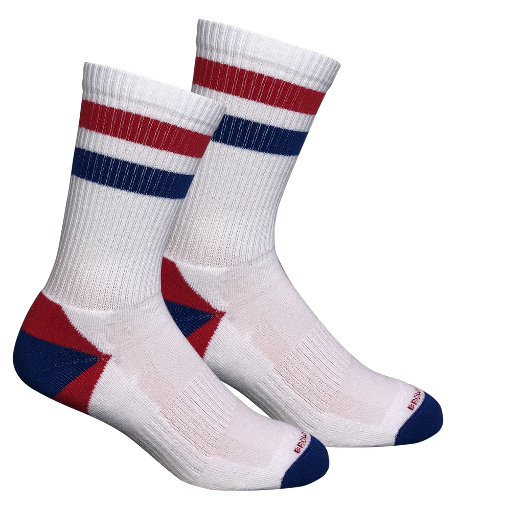 Double Up Sport Crew- White/Red/Blue
