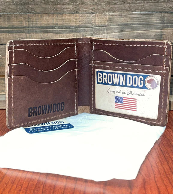 Credit Card Wallet with window Amber Brown Dog