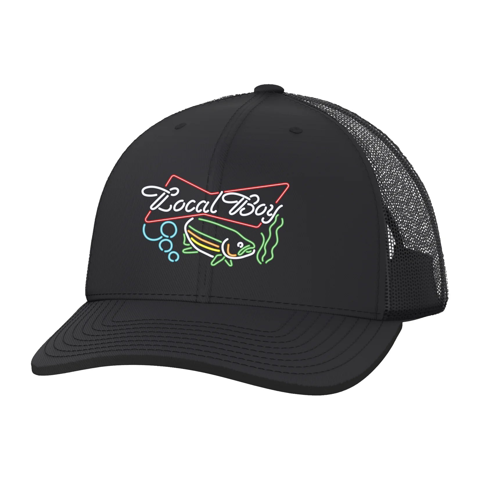 Bud Fish Neon Trucker Hat Black