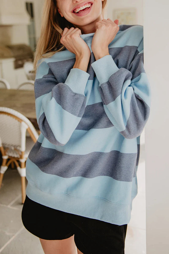 Striped Mockneck Sweatshirt