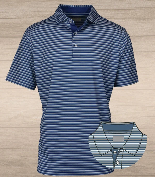 Miller Stripe Perf. Polo - Blues & Tan