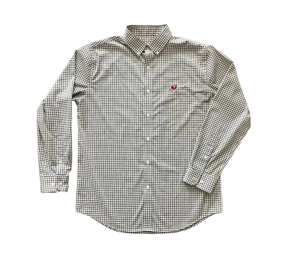 UGA Button Down Standing Dawg Charcoal & White