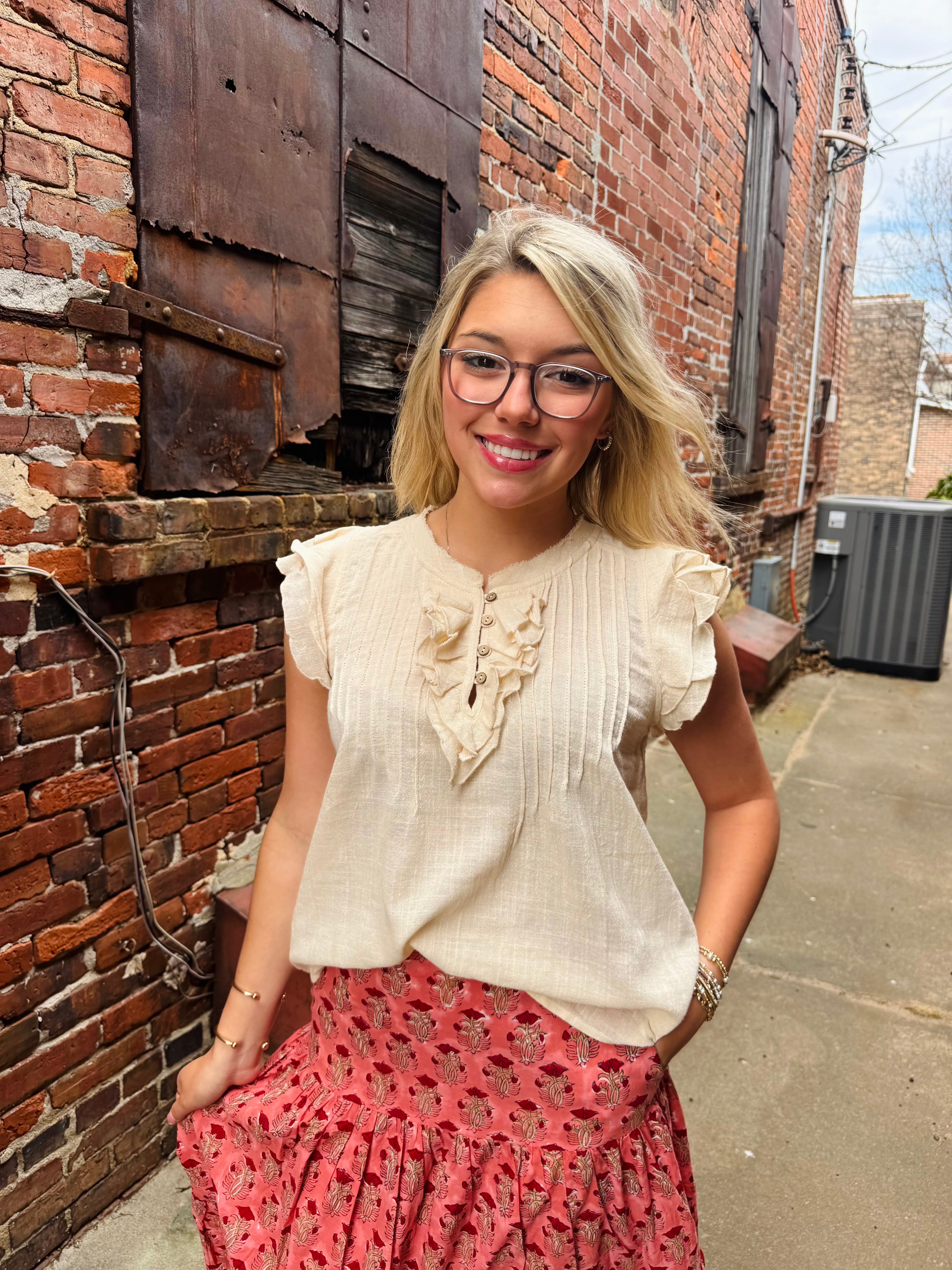 Linen Top-Ivory