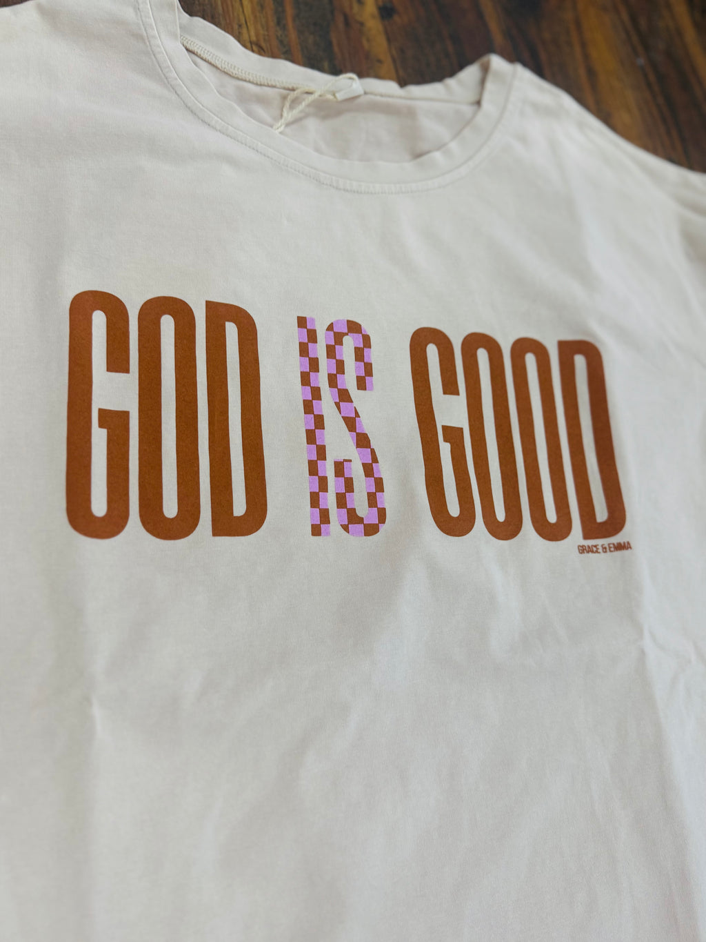 W's God is Good Beige Relaxed Fit Tee