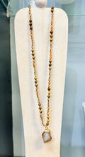 Stone & faceted bead necklace