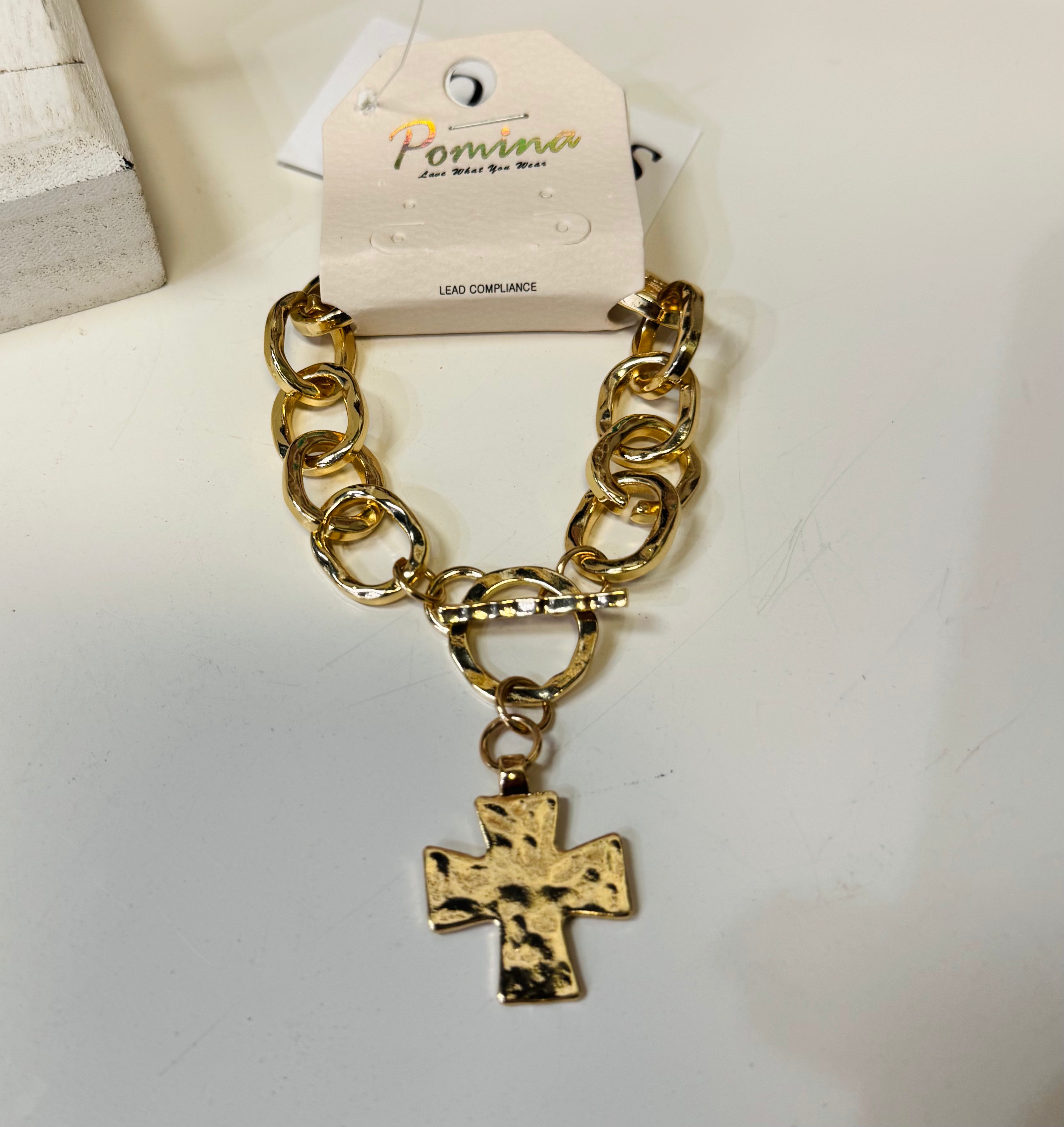 Hammered Metal Chain link bracelet