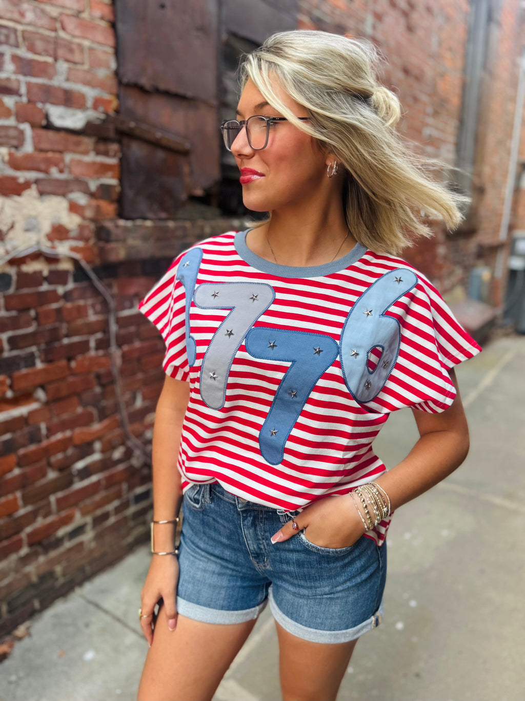 W's 1776 Short Sleeve Stripe Top