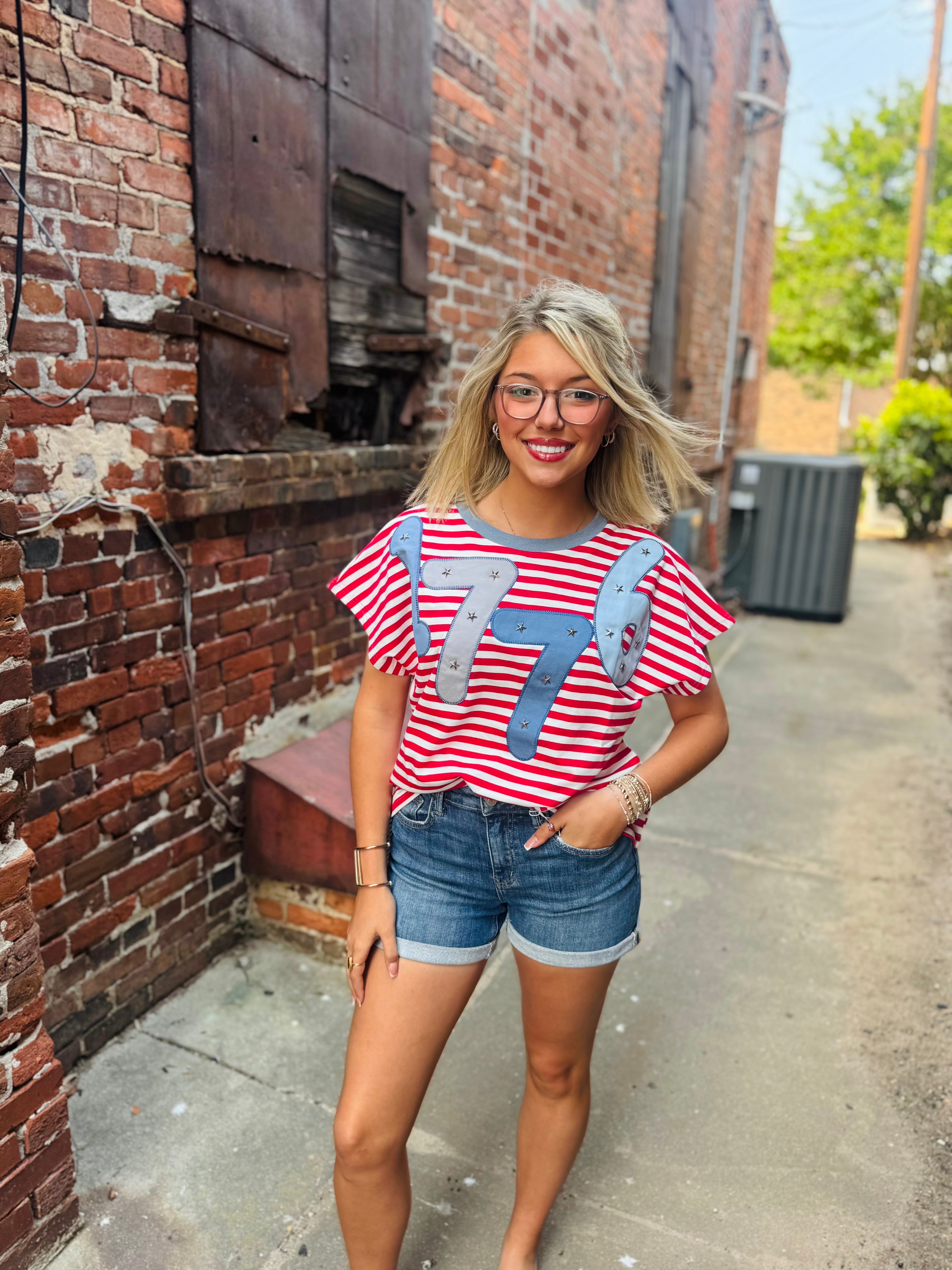 W's 1776 Short Sleeve Stripe Top