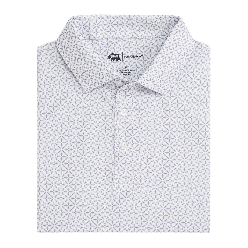 Gameday Printed Performance Polo White