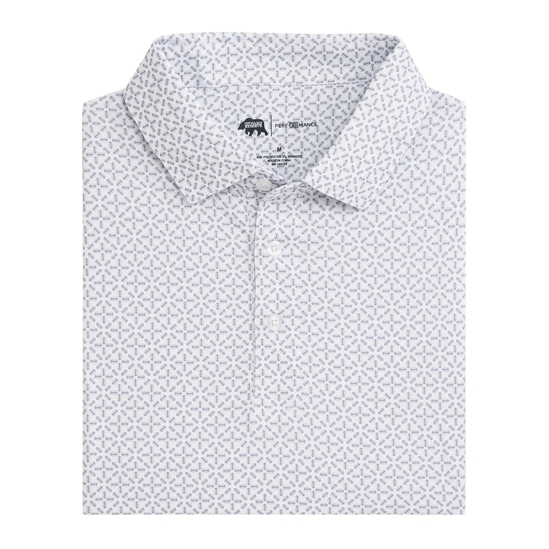 Gameday Printed Performance Polo White