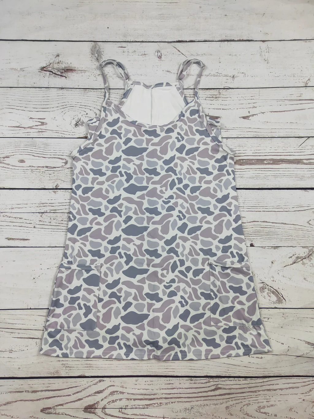 Womens Gray Camo Printed Athletic Dress