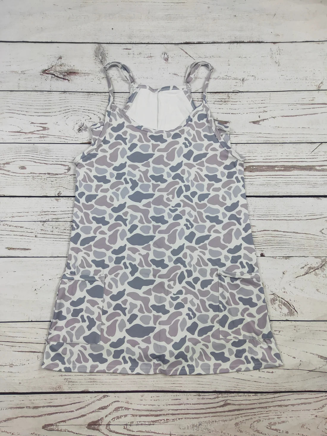 Womens Gray Camo Printed Athletic Dress
