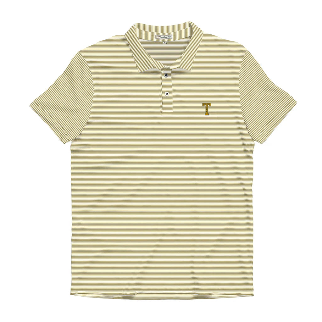 Tech T Heathered Jasmine Perf. Polo - Old Gold & White