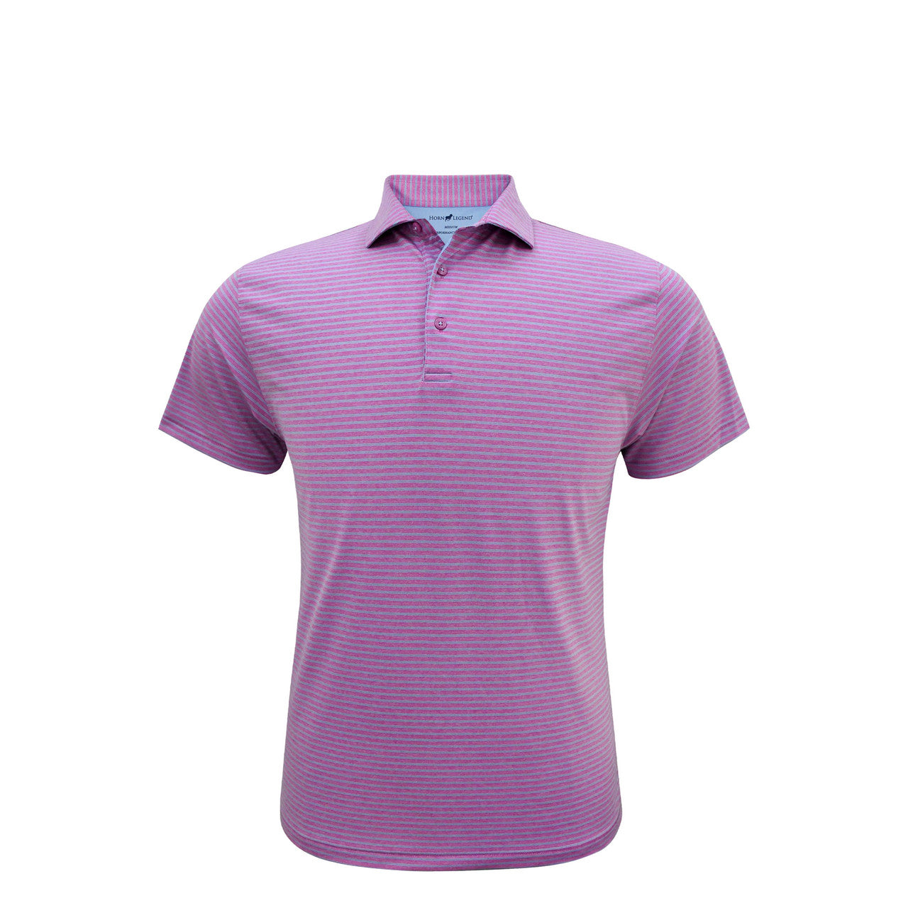 Performance 4 way Stretch Heather Stripe Polo Mulberry/Serenity