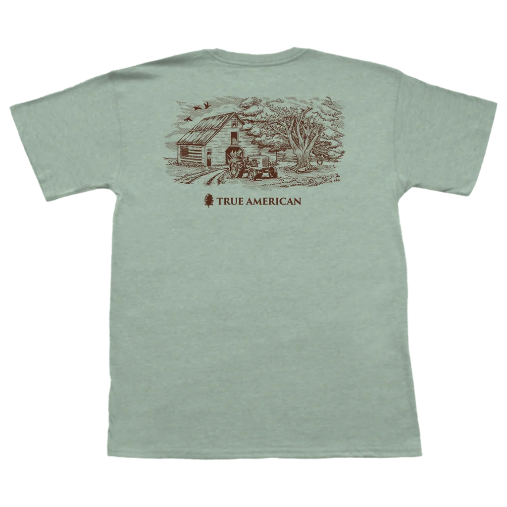 Youth True American Heritage Farm SS Pocket Tee Heathered Sage