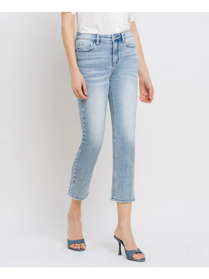 High Rise Crop Straight Jean - light wash