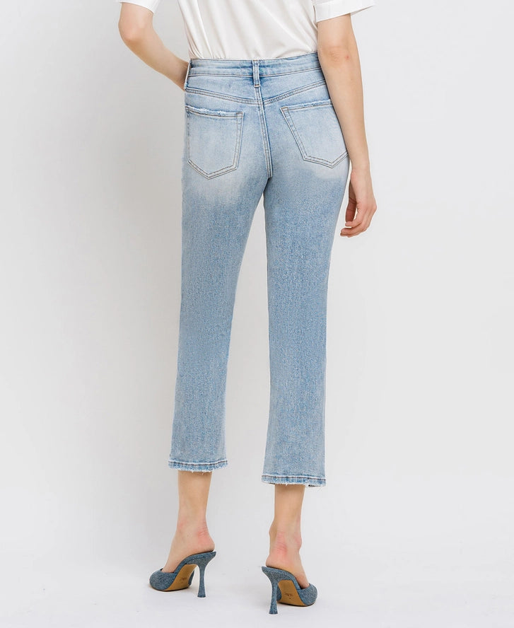 High Rise Crop Straight Jean - light wash