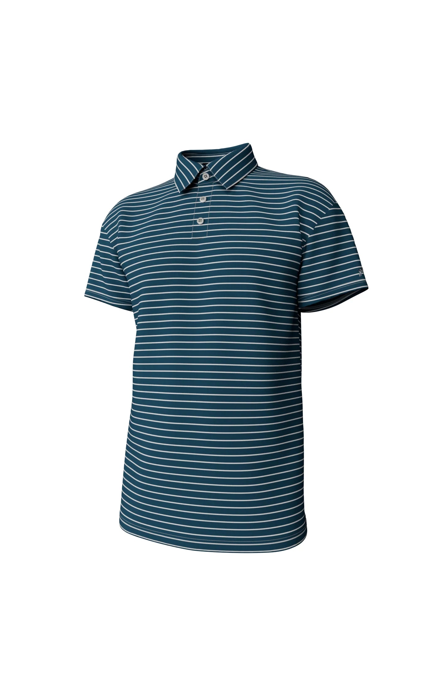 Horizon Stripe Performance Polo Mallard Blue/White
