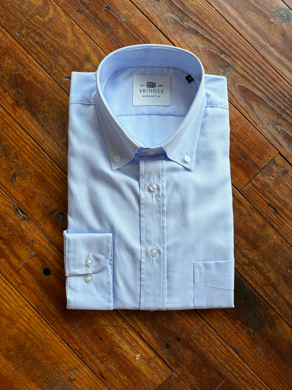 Blue Textured Button Down Shirt-Pringle Mercantile Label