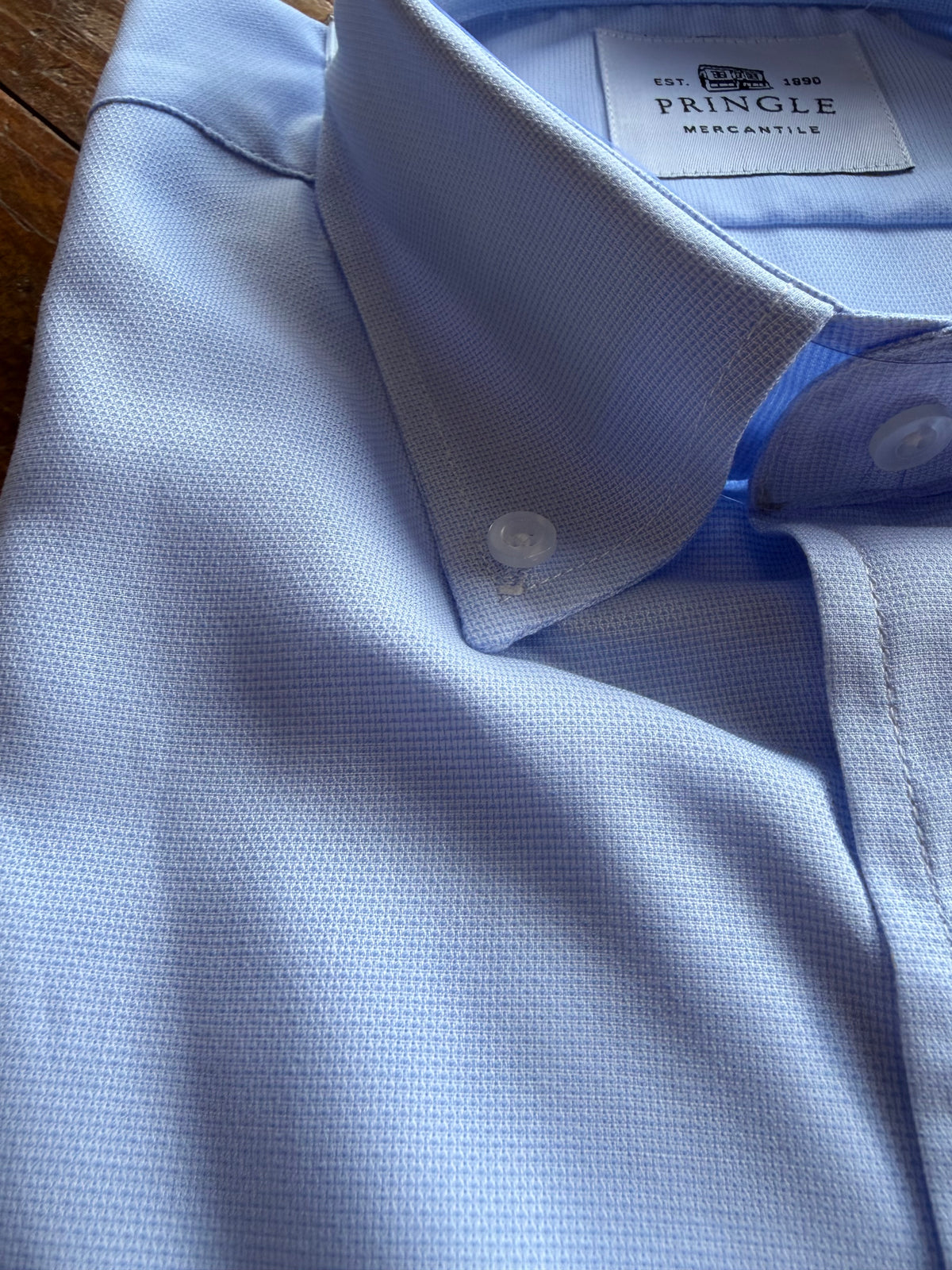 Blue Textured Button Down Shirt-Pringle Mercantile Label