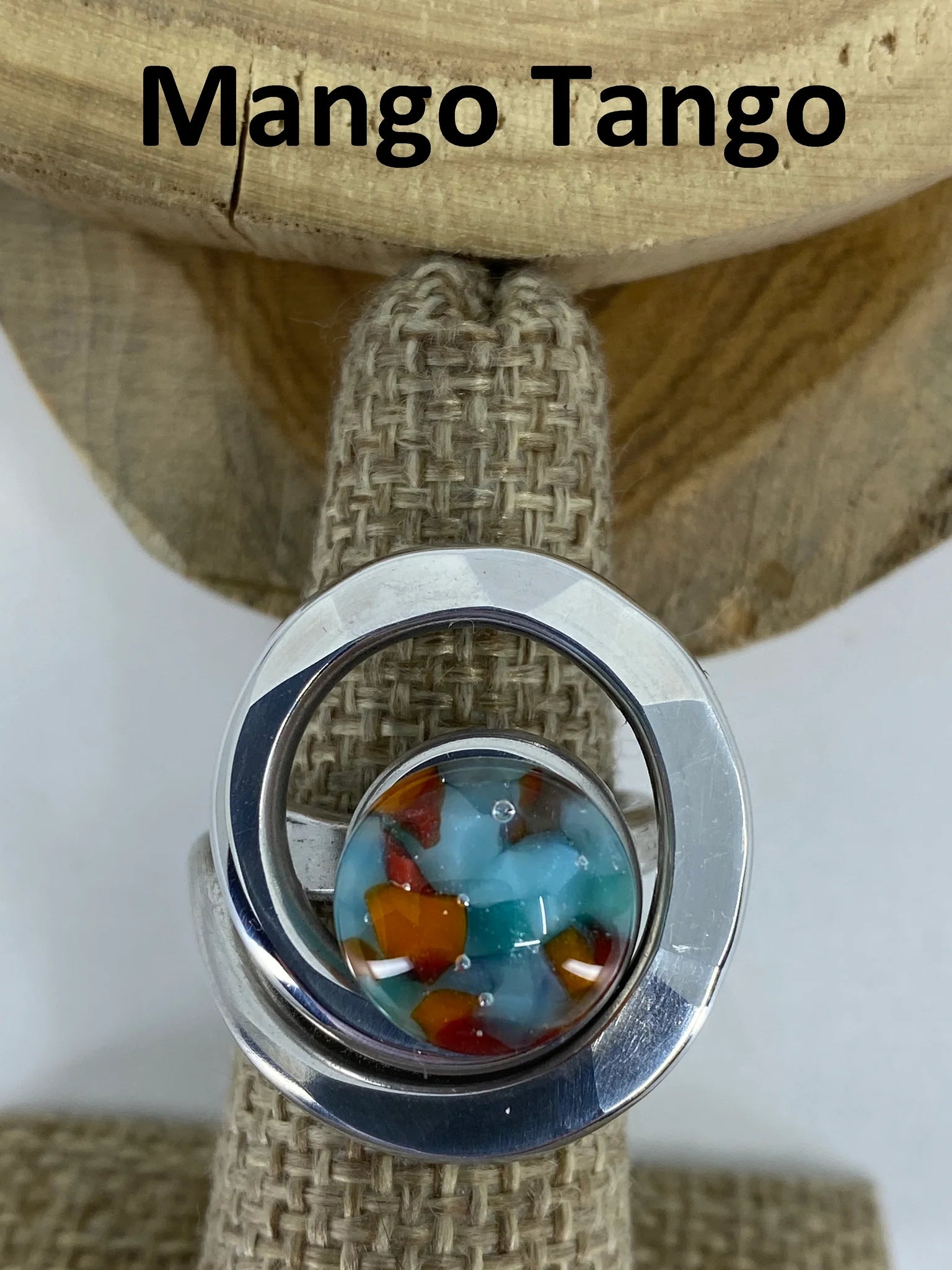 #41 Open Curly Q Ring with Stone