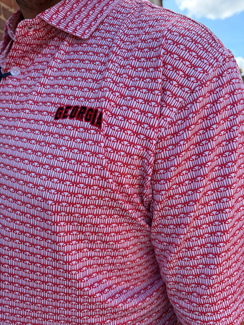 UGA Arches Printed Perf. Polo - White