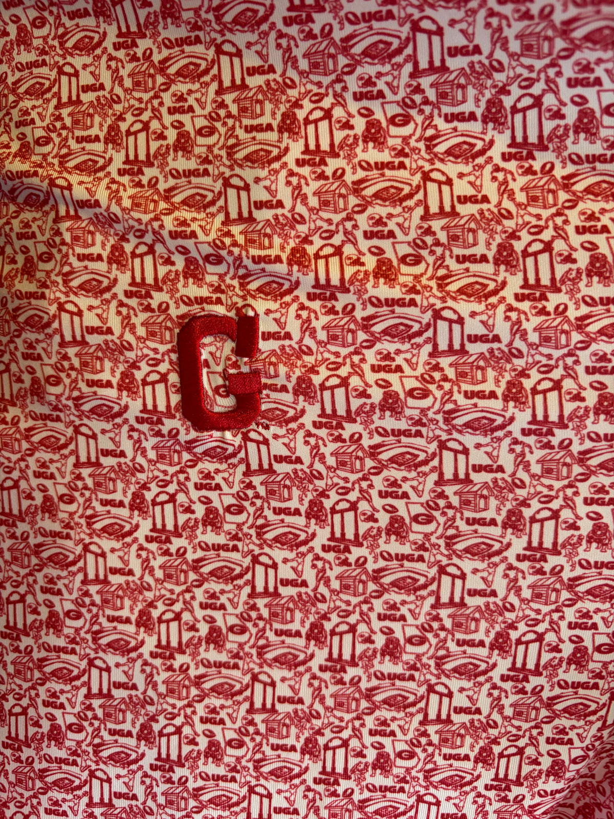 UGA Icons Printed Perf. Polo - White