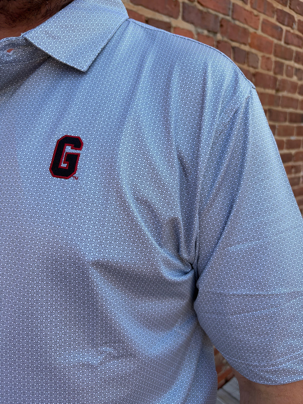 UGA Bone Yard Printed Perf. Polo - White