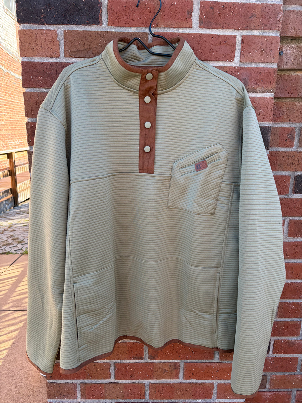 Bar Stitch Quarter Snap-Field Green