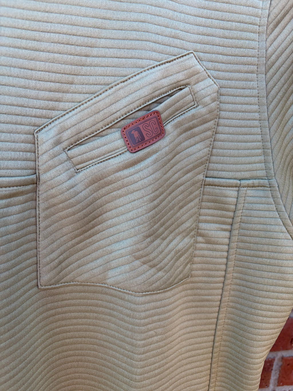 Bar Stitch Quarter Snap-Field Green
